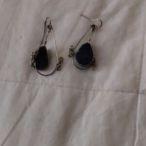 Elegant Black and Silver Teardrop Earrings